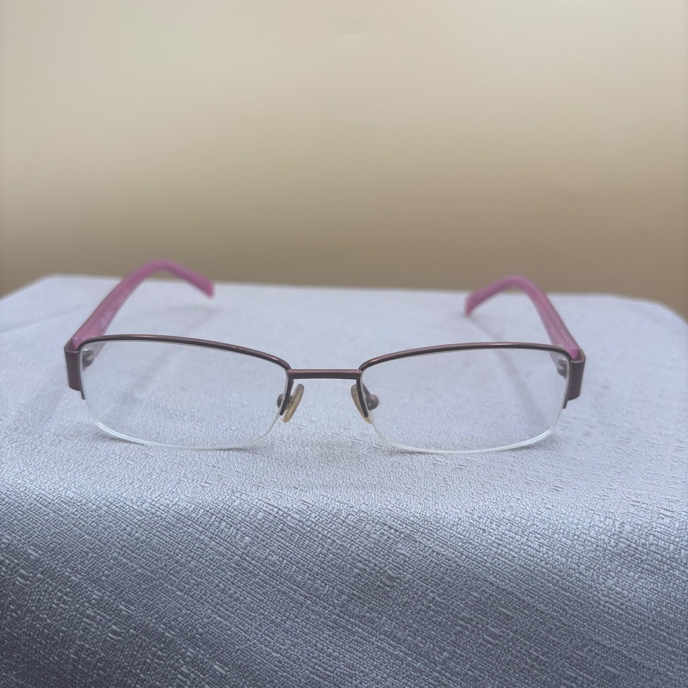 Oleg Cassini OCO 314 Womens Eyeglasses Plum Purple Semi Rimless 53-18-135